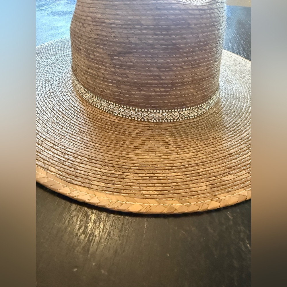 Stylish Tan Straw Hat with Rhinestone Band - Picture 2 of 6